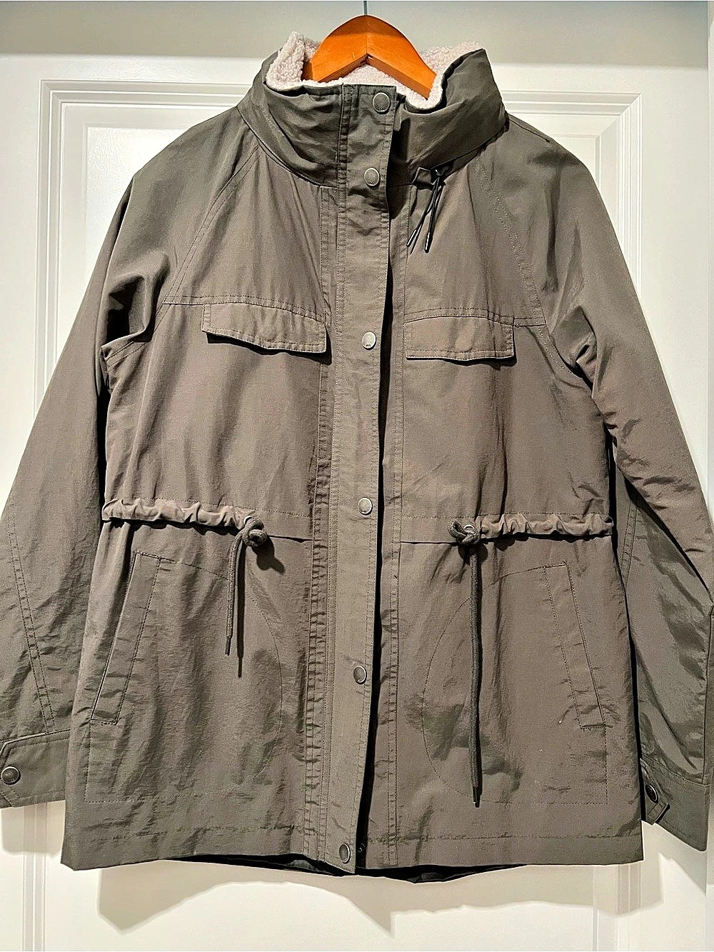 PGD Sherpa-Lined Utility Jacket in olive green